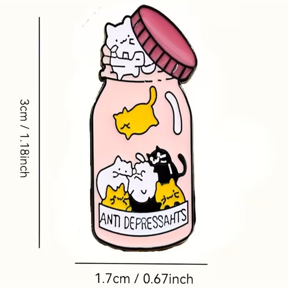Cats in a Jar Bottle "Anti Depressants" Meds Z56